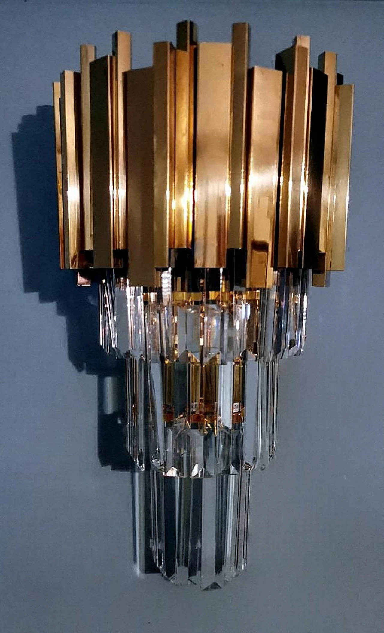 Venini style wall sconce in Murano glass and brass, late 20th century 4