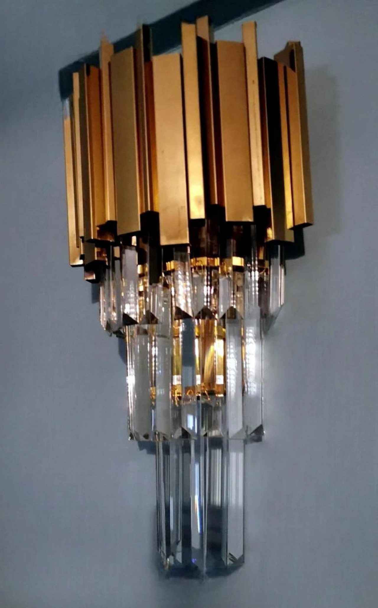 Venini style wall sconce in Murano glass and brass, late 20th century 5