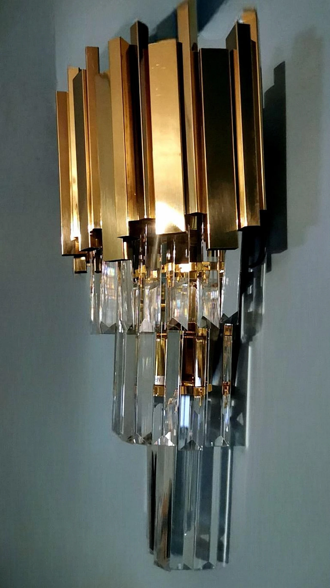 Venini style wall sconce in Murano glass and brass, late 20th century 6