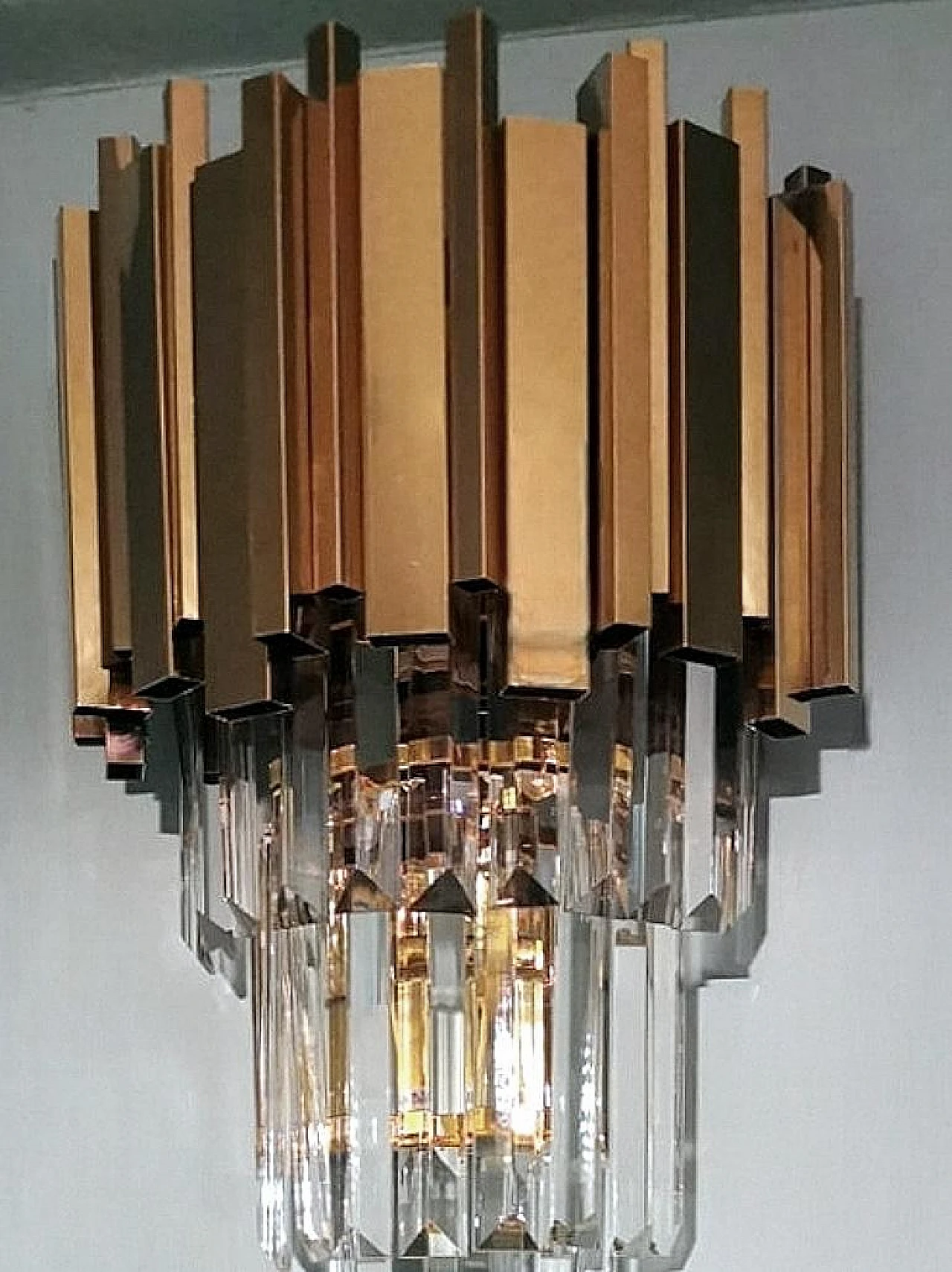 Venini style wall sconce in Murano glass and brass, late 20th century 8