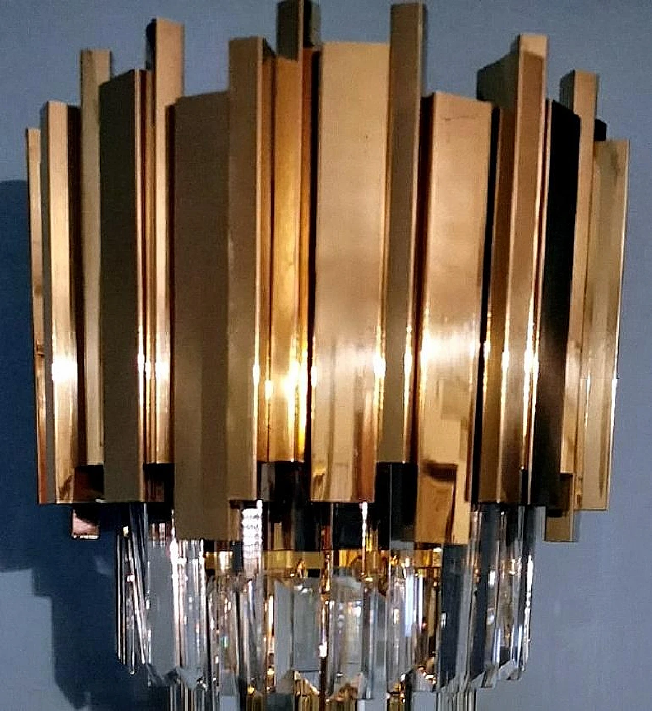 Venini style wall sconce in Murano glass and brass, late 20th century 9