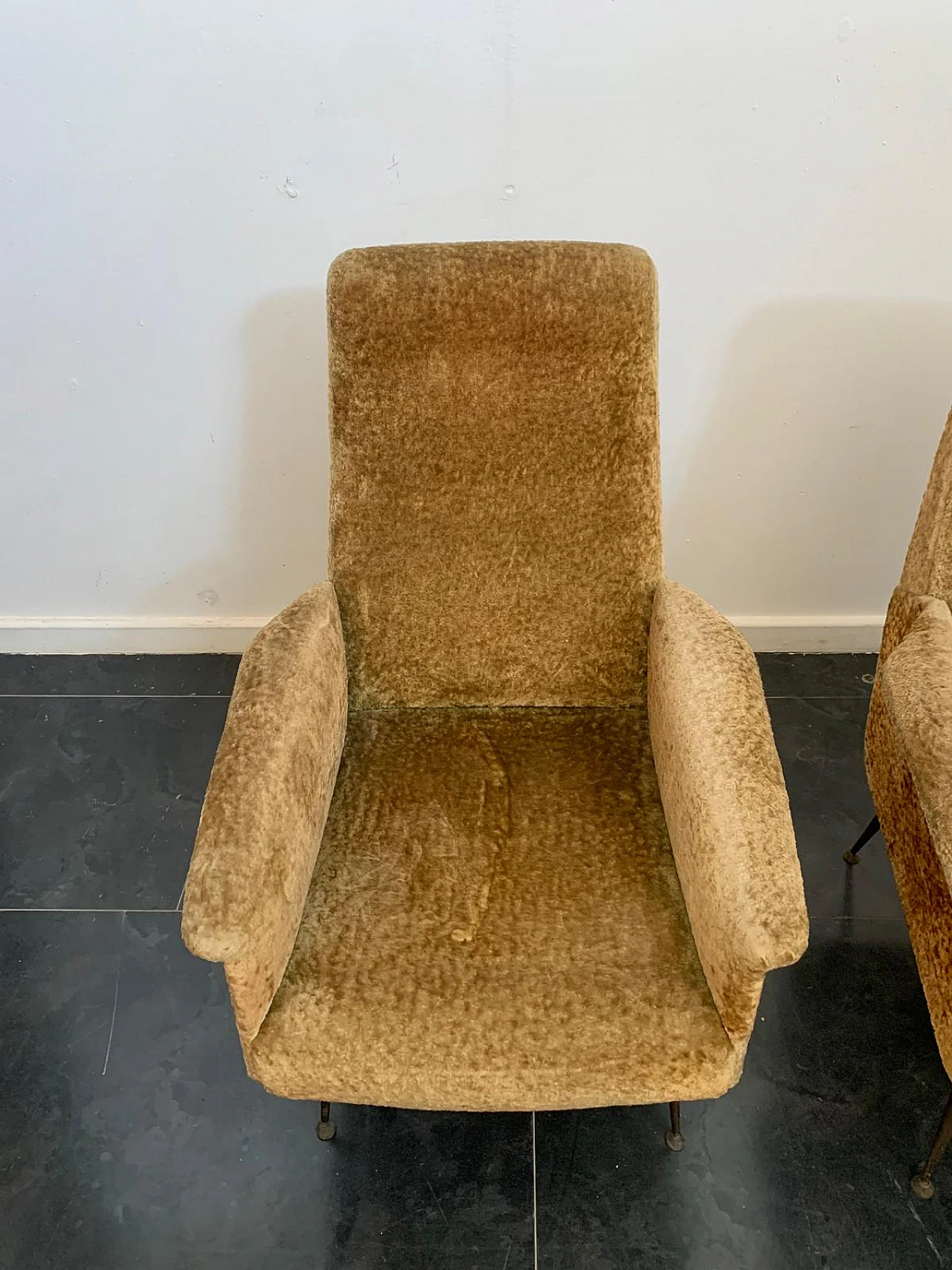 Pair armchairs with metal legs, 50s 9