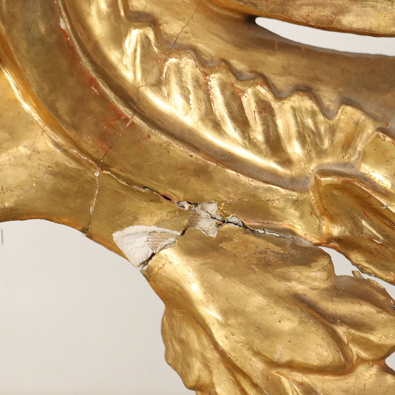 Eclectic gilded linden console table with marble top, 19th century 8