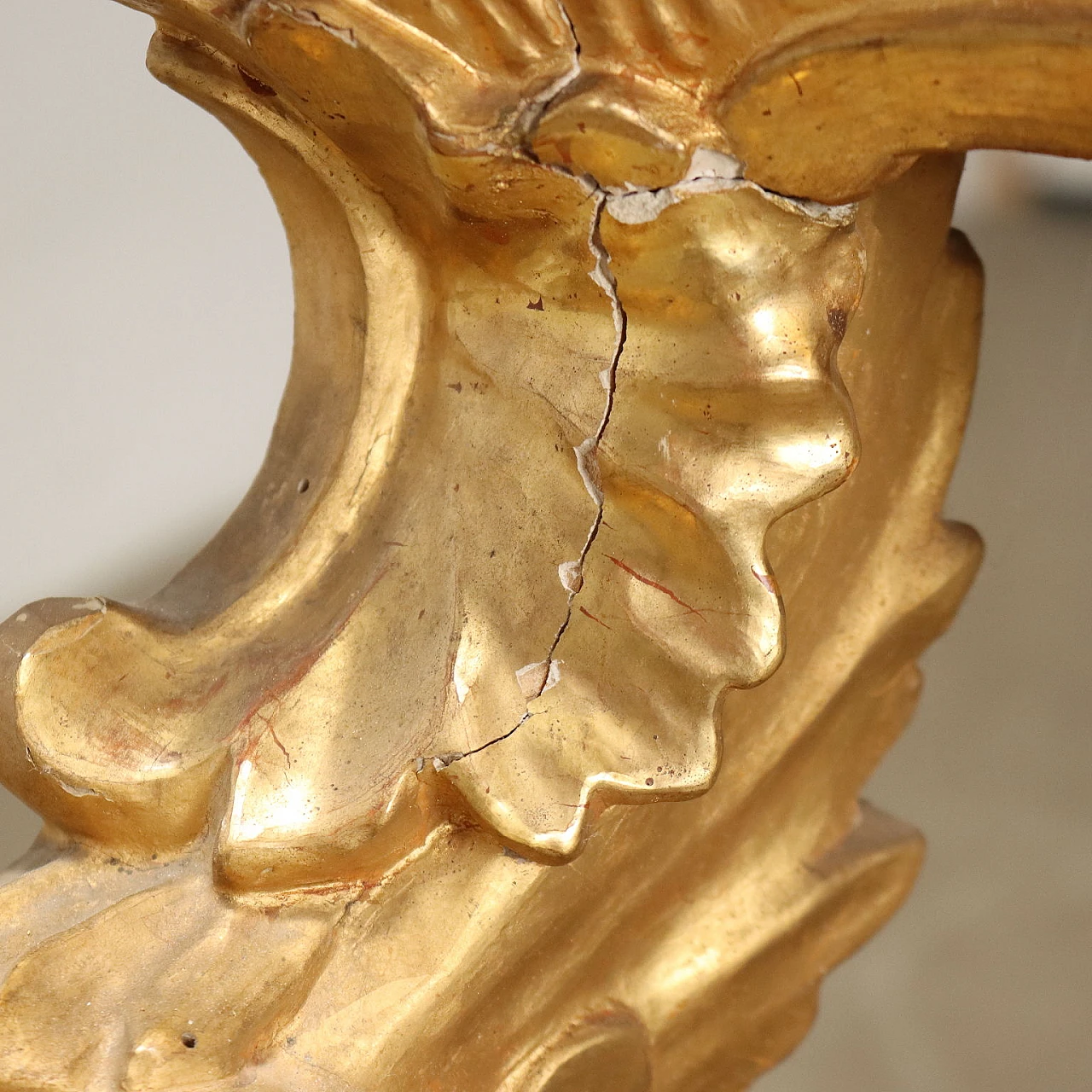 Eclectic gilded linden console table with marble top, 19th century 9