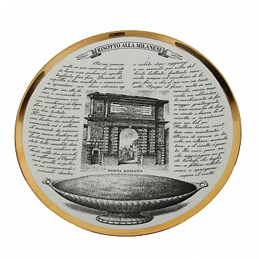 Porcelain Specialità Milanesi plate by Piero Fornasetti, 1960s