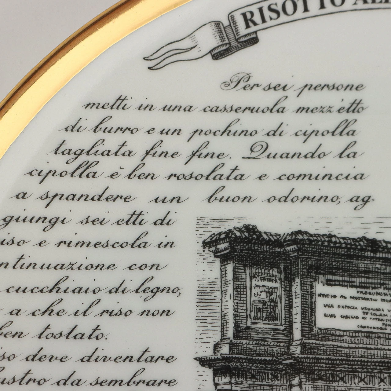 Piatto Specialità Milanesi in porcellana di Piero Fornasetti, anni '60 6