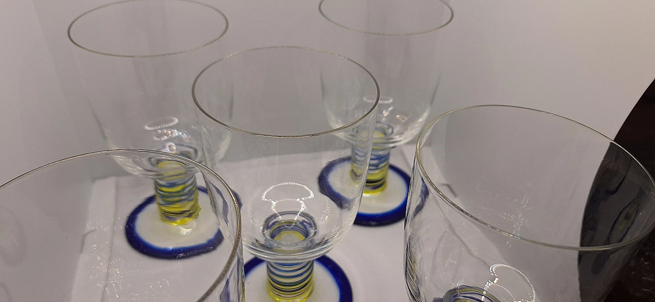 Murano glass glasses blue and yellow, 70s 3