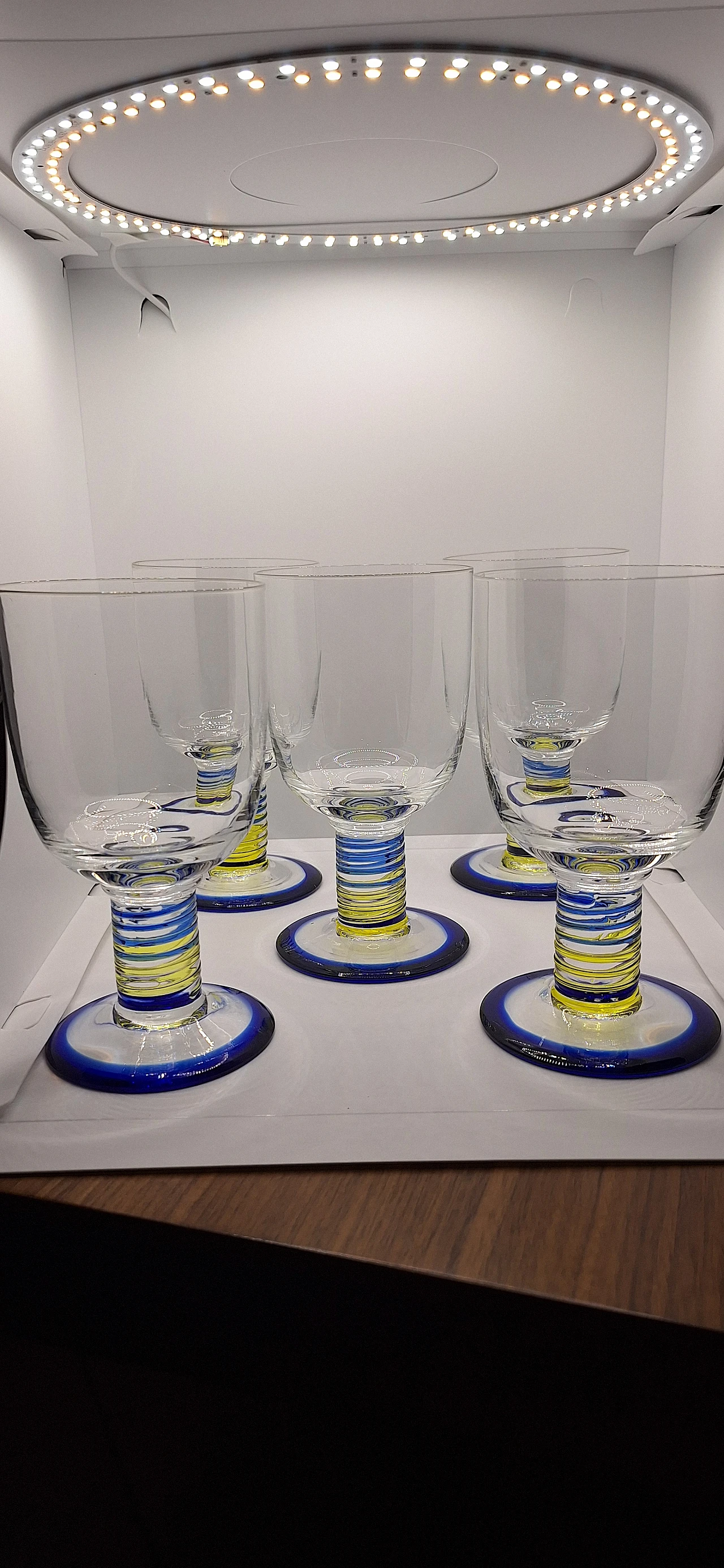 Murano glass glasses blue and yellow, 70s 6