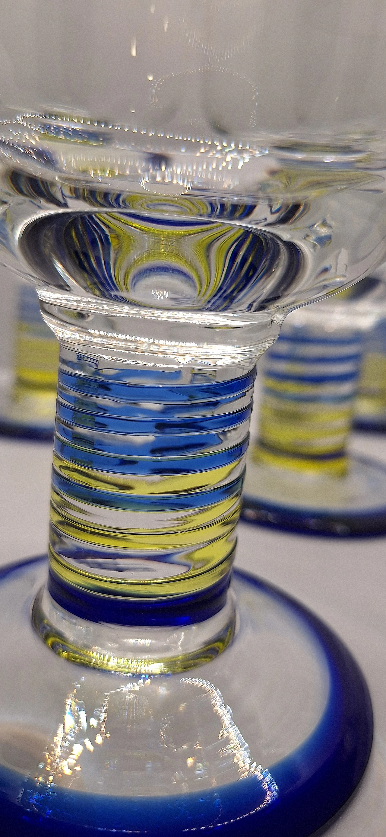 Murano glass glasses blue and yellow, 70s 8