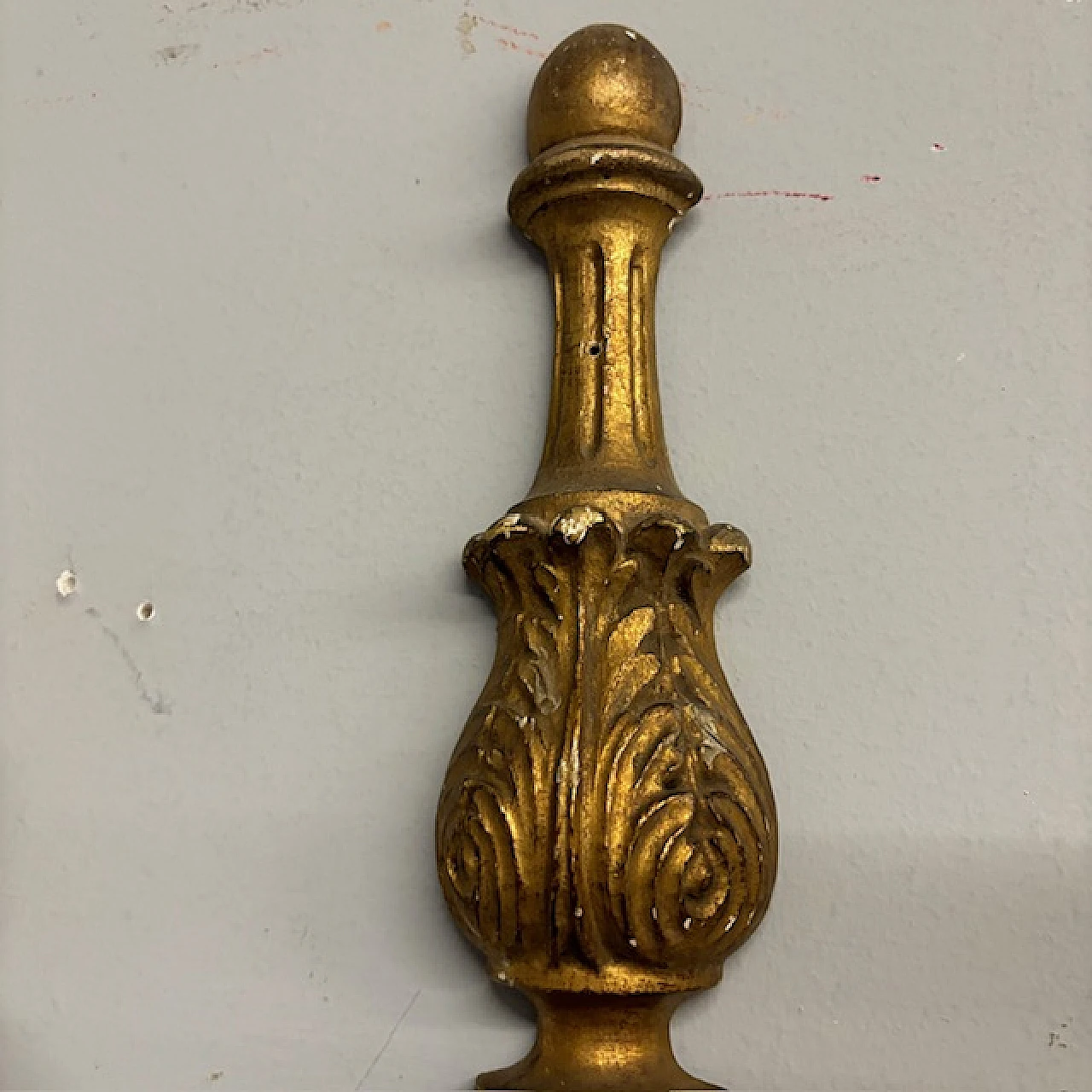 Pair of gilded wall sconces Louis Philippe carved wood, 19th century 4