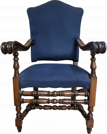 Walnut armchair in papal style, early 20th century