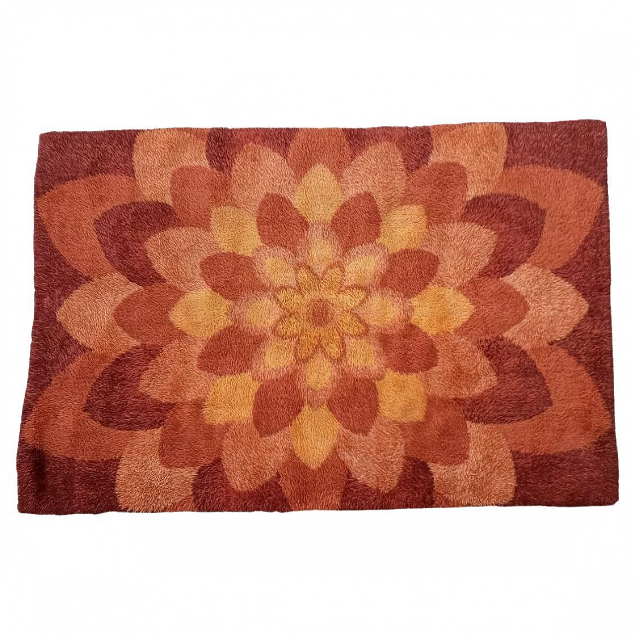 Rya danish pure wool rug, 1970s 1