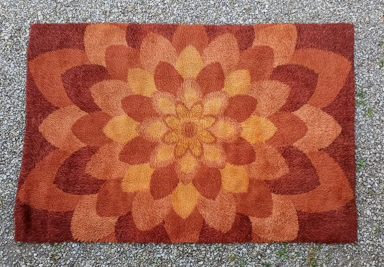 Rya danish pure wool rug, 1970s 4