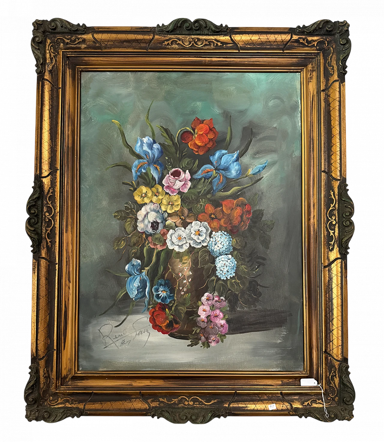 Painting with flowers, oil on canvas, 1970s 16