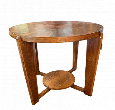 Art Deco round walnut coffee table, 1930s