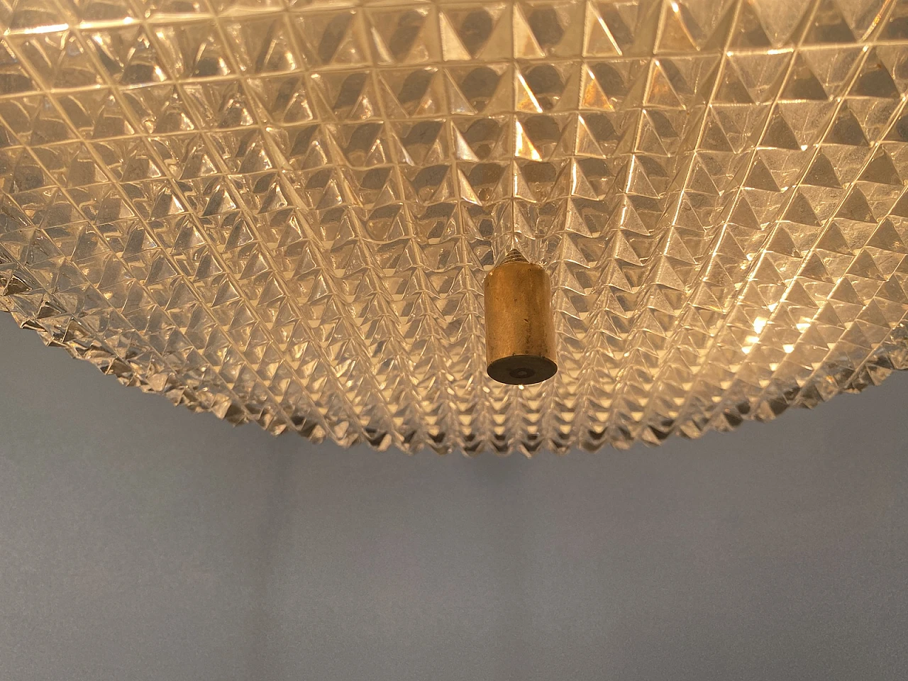 Space age metal and brass pendant lamp by LUDIB Bratislava, 1970s 12