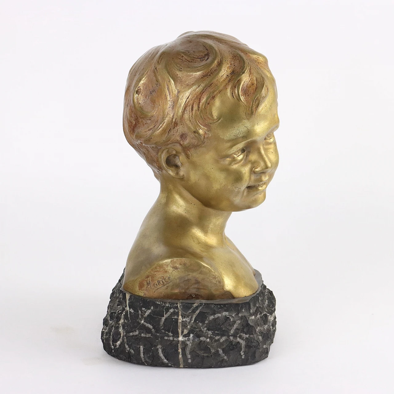 Child's head sculpture by Léopold Morice, early 20th century 3