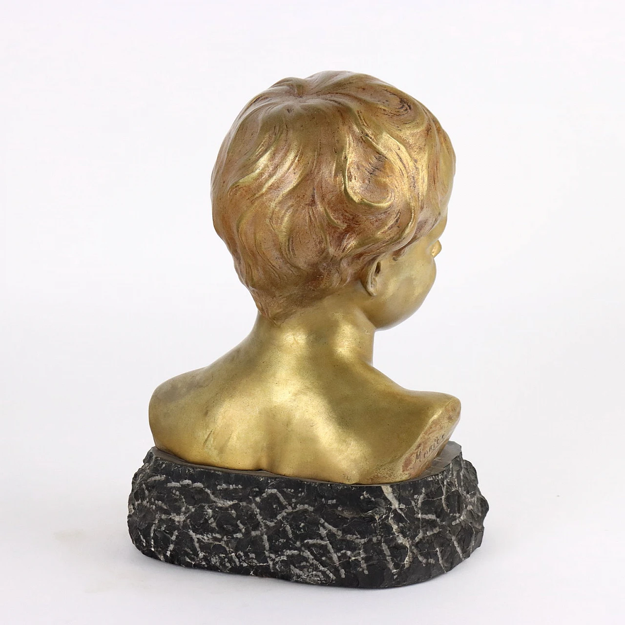 Child's head sculpture by Léopold Morice, early 20th century 6