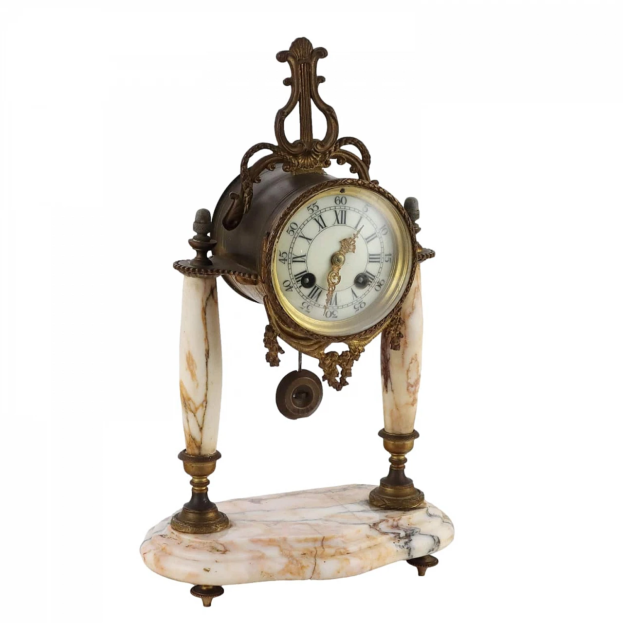 Marble and gilded bronze table clock, late 19th century 1