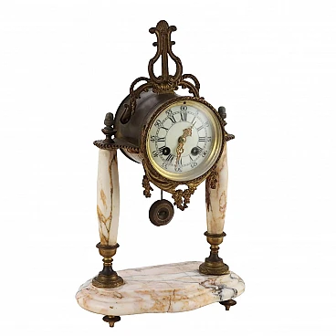 Marble and gilded bronze table clock, late 19th century