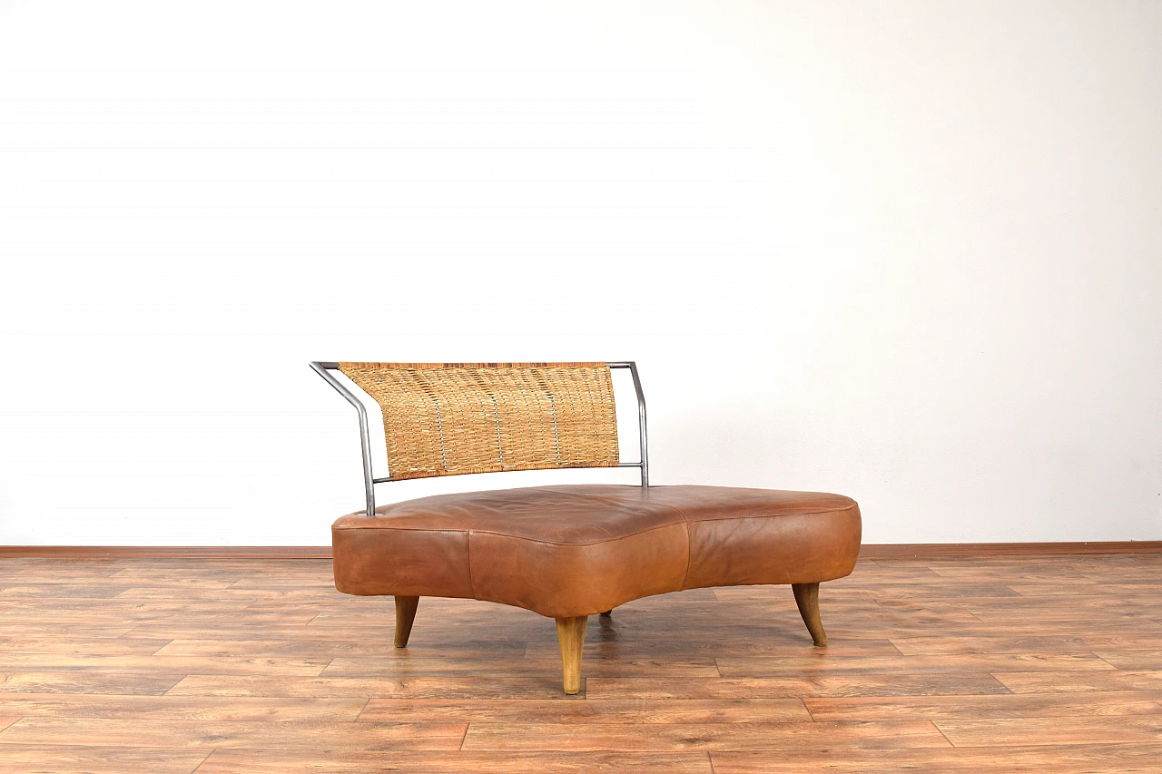 Brutalist Italian Leather Sofa, 1980s 1