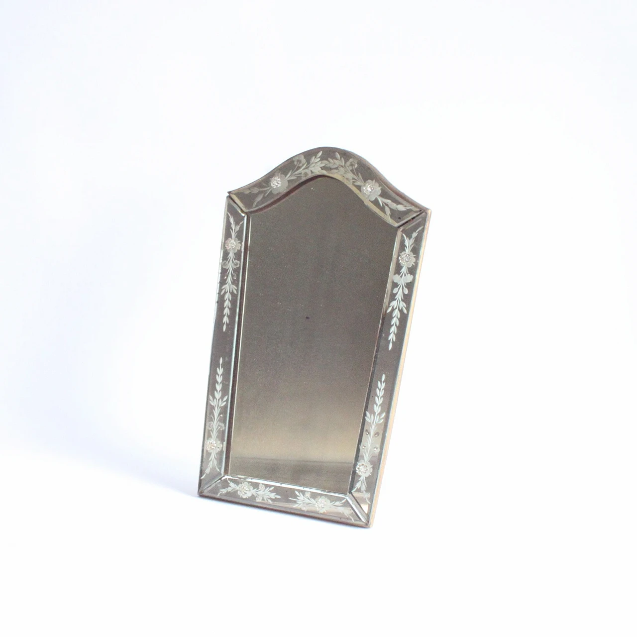 Etched Venetian glass mirror with rosettes, 30s 2