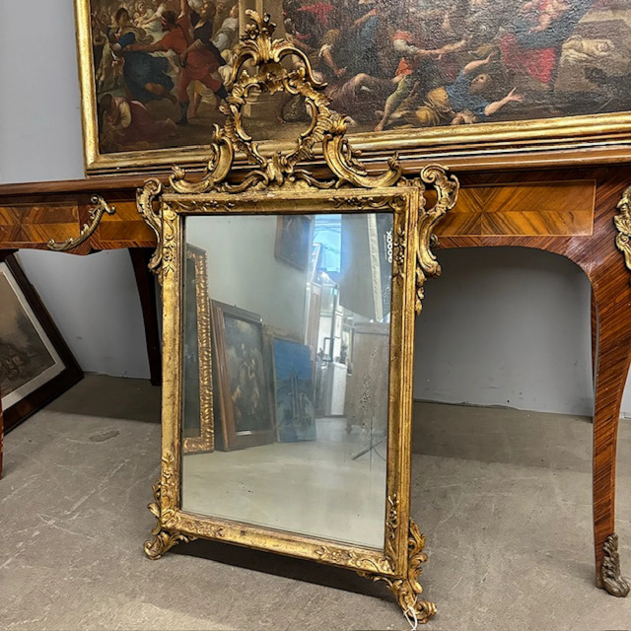 Gilded carved mirror in Louis XVI style, end of the 19th century, 1