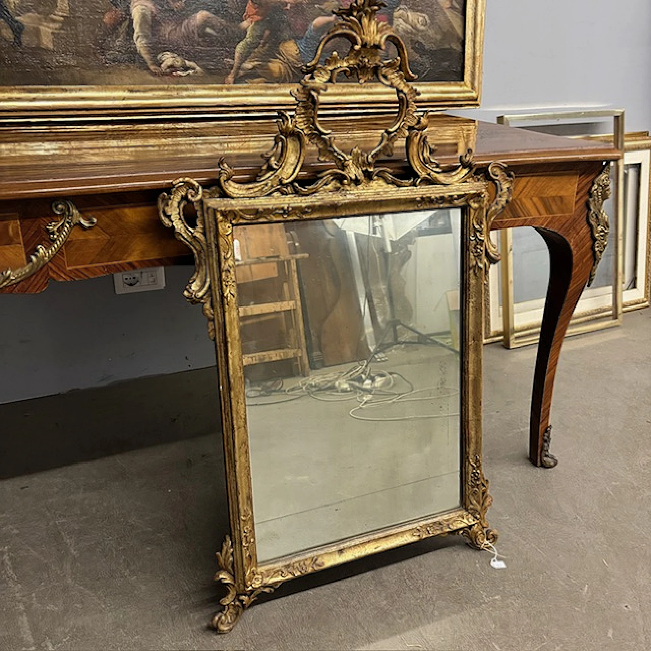 Gilded carved mirror in Louis XVI style, end of the 19th century, 3