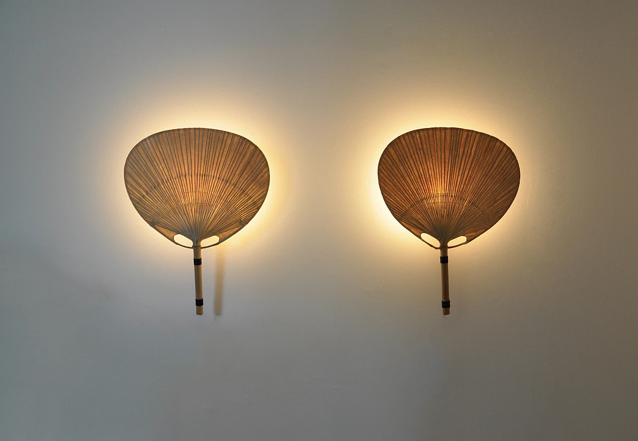 Pair of Wall Lamps "Uchiwa" by Ingo Maurer for M Design, 1970s 2