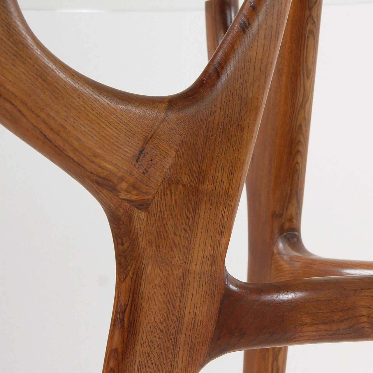 Oval table in solid oak with glass top, 1960s 4