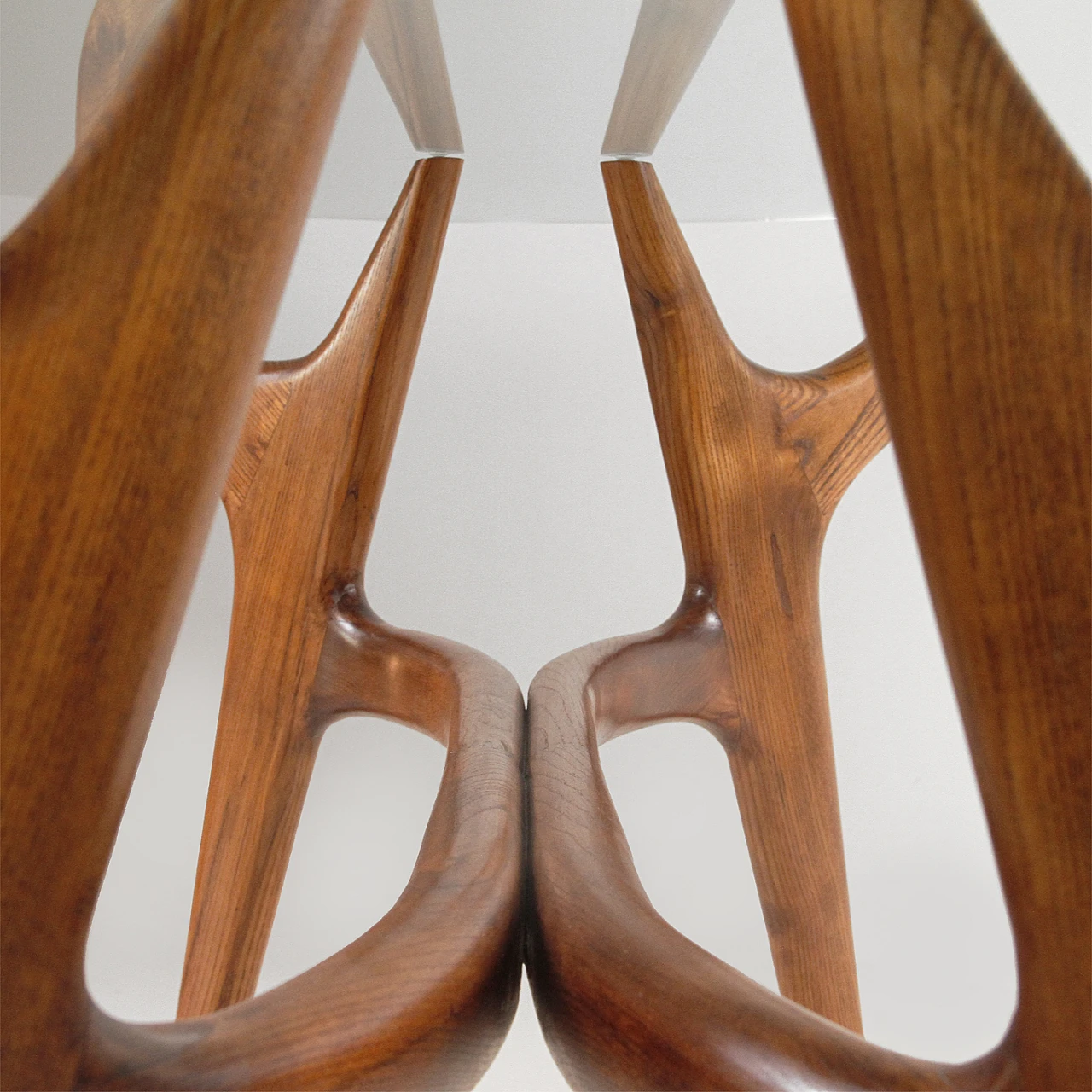 Oval table in solid oak with glass top, 1960s 11