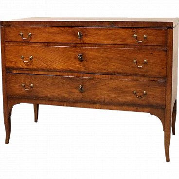 Directoire chest of drawers in solid and panelled walnut, 18th century