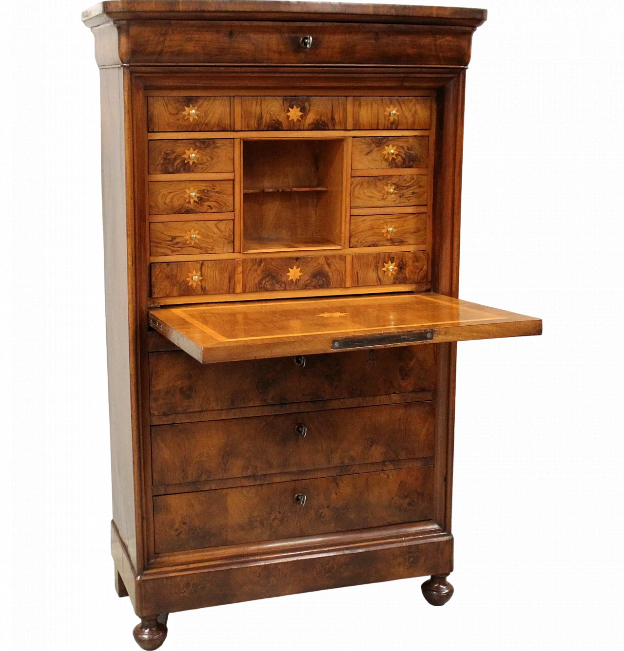 Louis Philippe solid and panelled walnut secretaire, mid-19th century 11