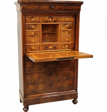 Louis Philippe solid and panelled walnut secretaire, mid-19th century