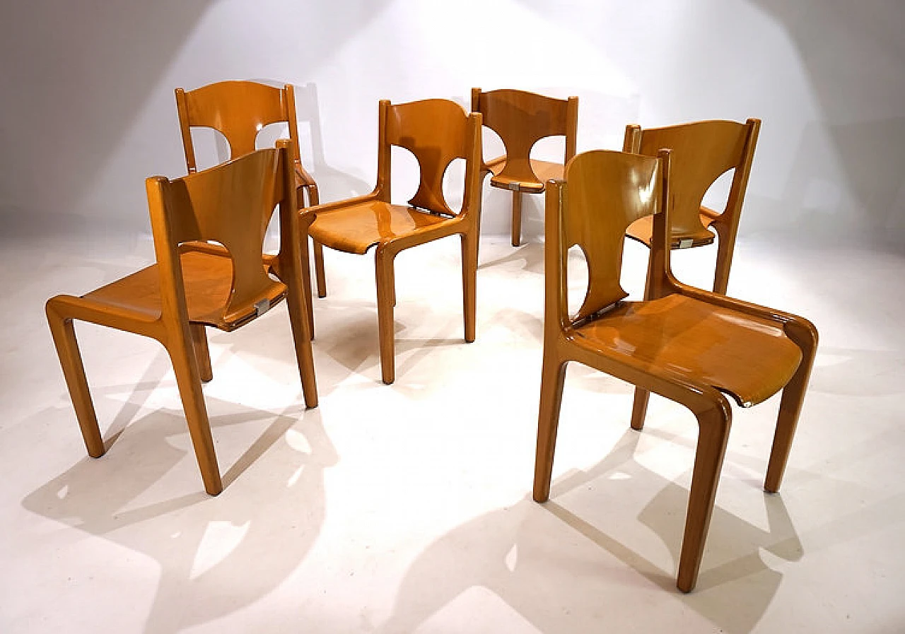 6 Dining chairs by Augusto Savini for Giuseppe Pozzi, 1960s 1