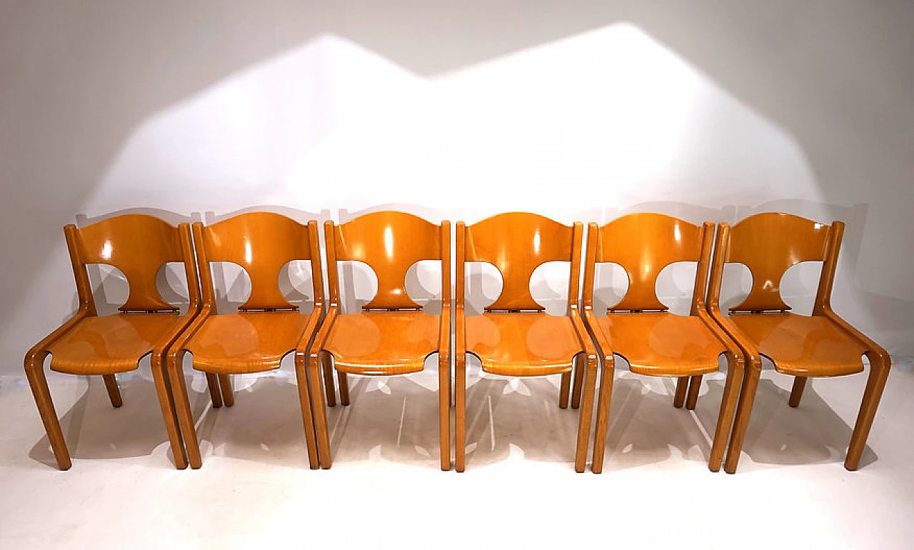 6 Dining chairs by Augusto Savini for Giuseppe Pozzi, 1960s 7