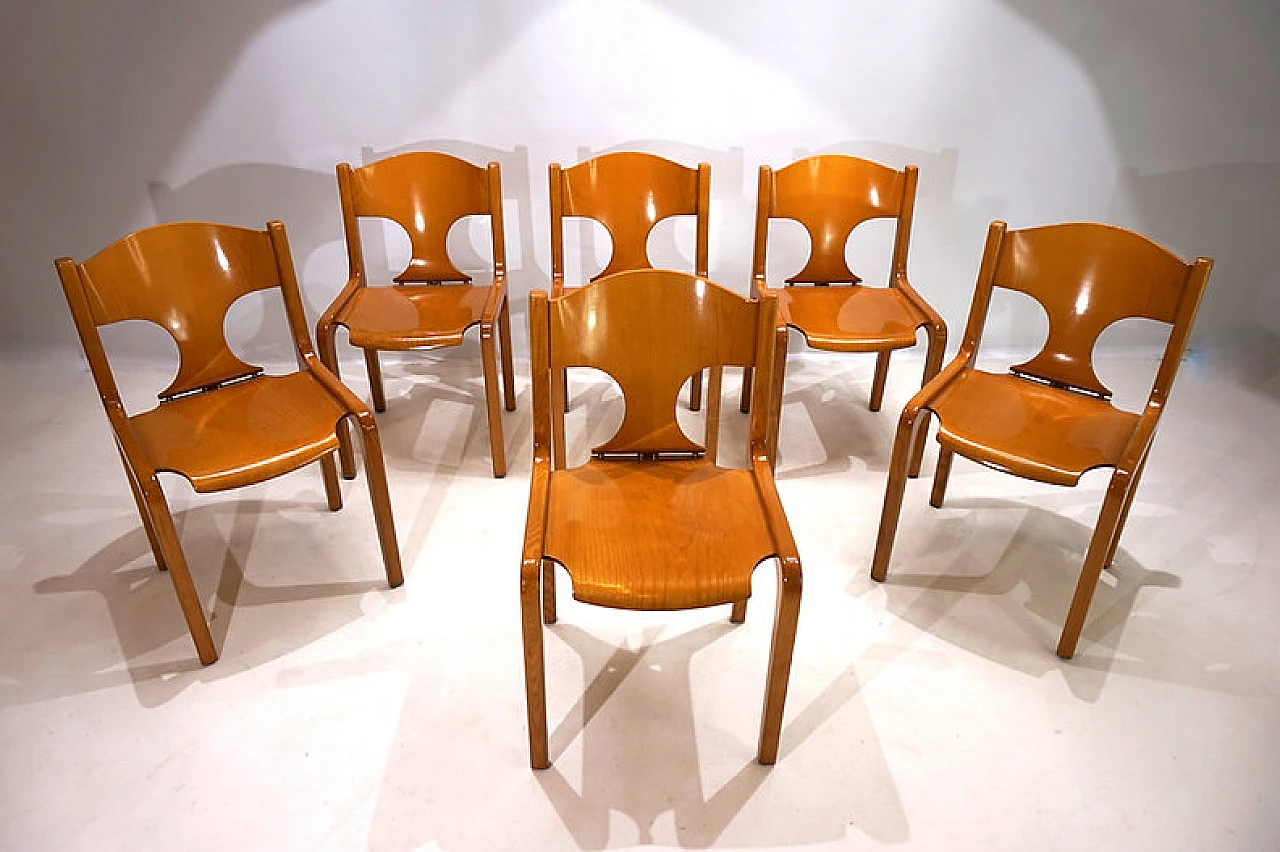 6 Dining chairs by Augusto Savini for Giuseppe Pozzi, 1960s 12