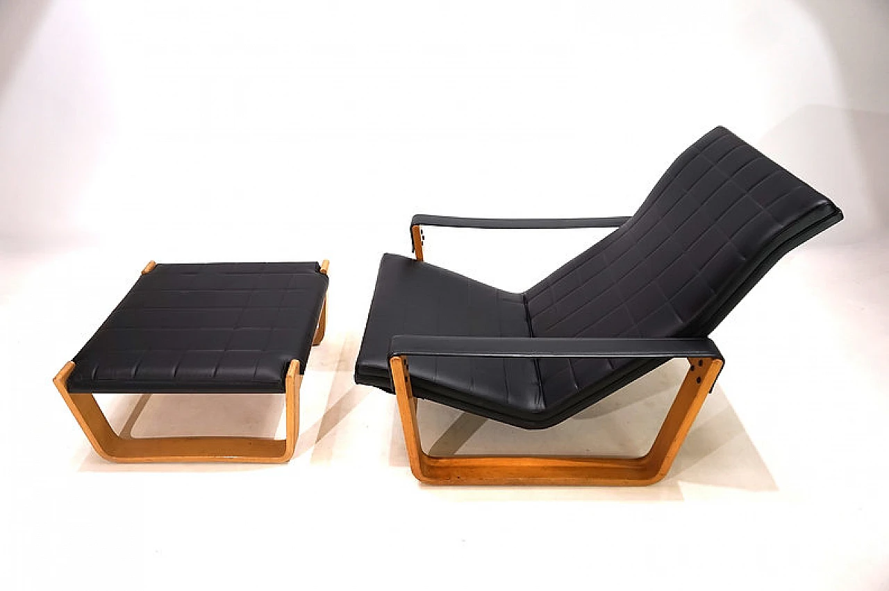 Asko Pulkka lounge armchair with ottoman by Ilmari Lappalainen, 1960s 8