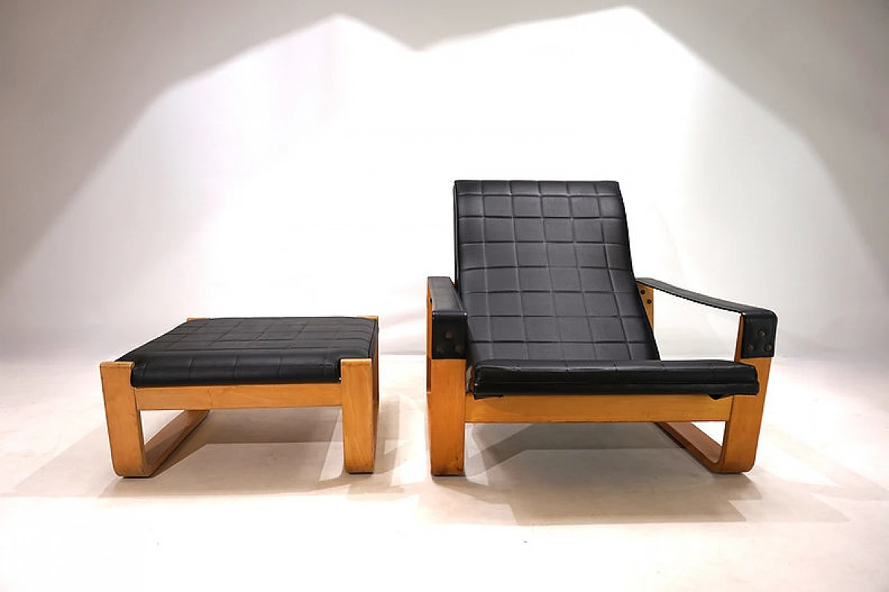 Asko Pulkka lounge armchair with ottoman by Ilmari Lappalainen, 1960s 12