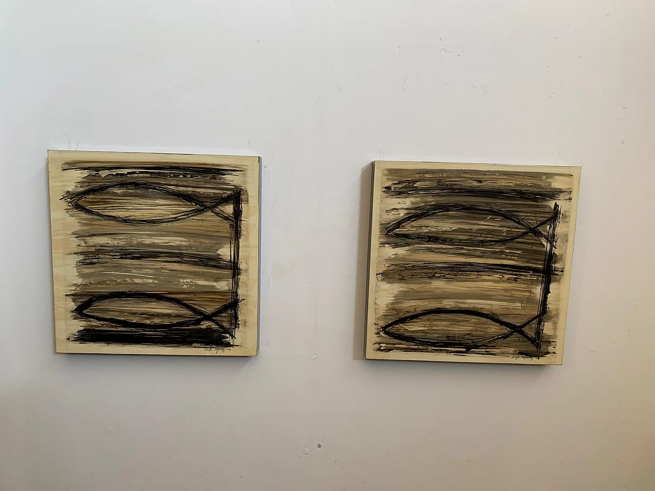 Pair of lacquered and painted box-wood Panels, 2009 2