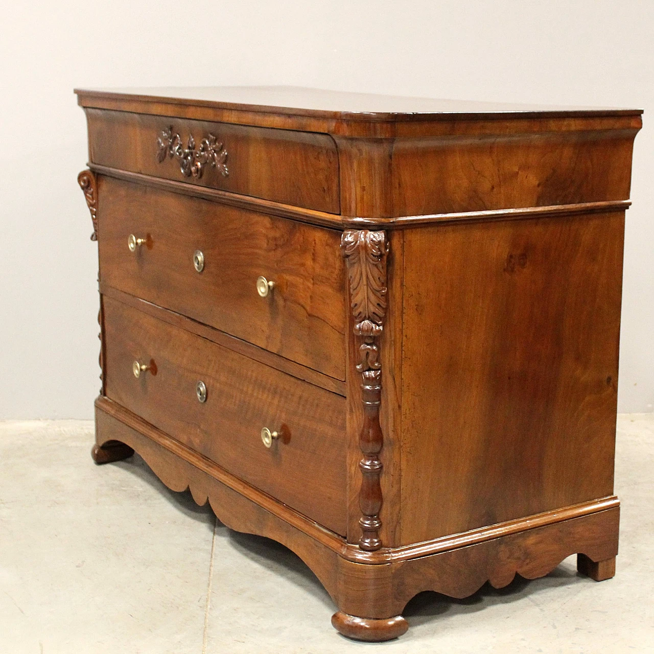 Louis Philippe cappuccino walnut chest of drawers, 19th century 2