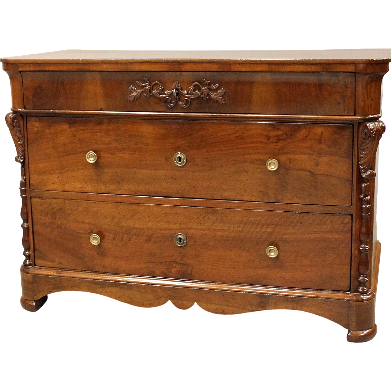 Louis Philippe cappuccino walnut chest of drawers, 19th century 11