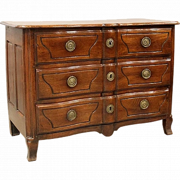 Solid walnut Louis XV chest of drawers, 18th century