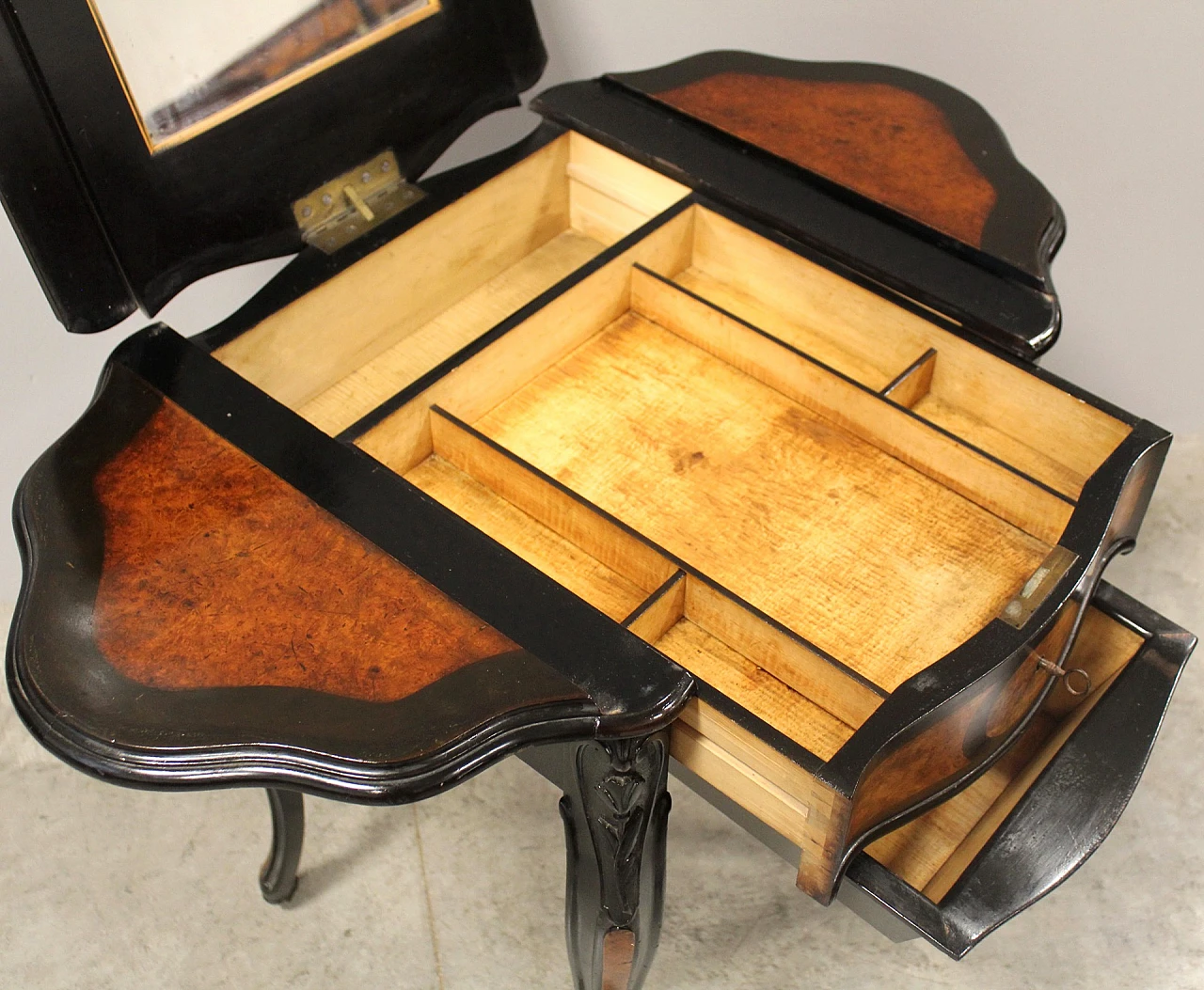 Napoleon III side table in ebonised wood and briarwood, 19th century 3