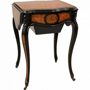 Napoleon III side table in ebonised wood and briarwood, 19th century