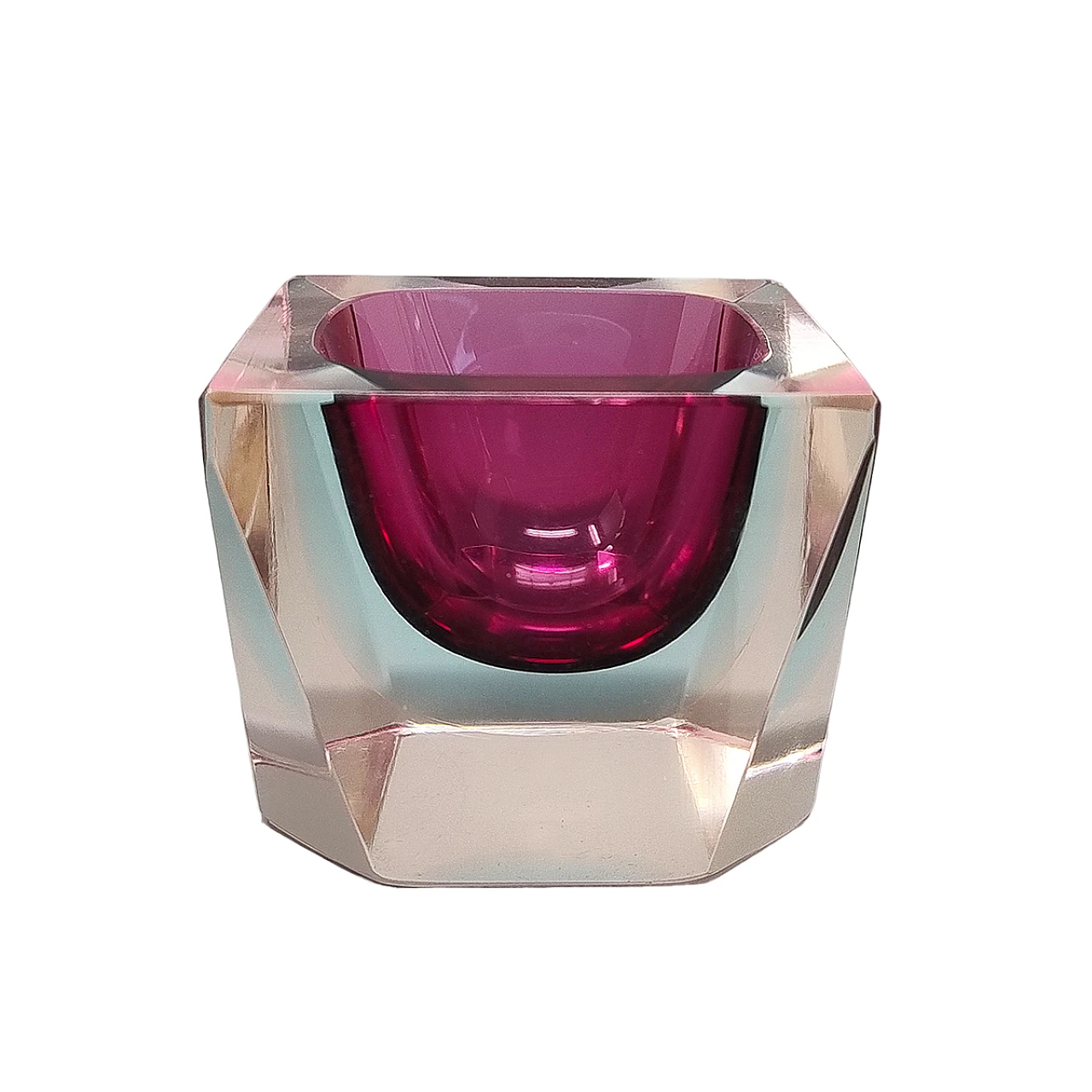 Murano Pink and Blue Ashtray by Flavio Poli, 1960s 1