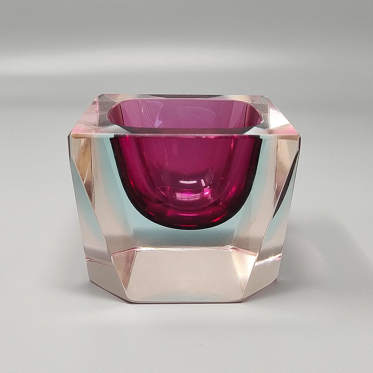 Murano Pink and Blue Ashtray by Flavio Poli, 1960s 2