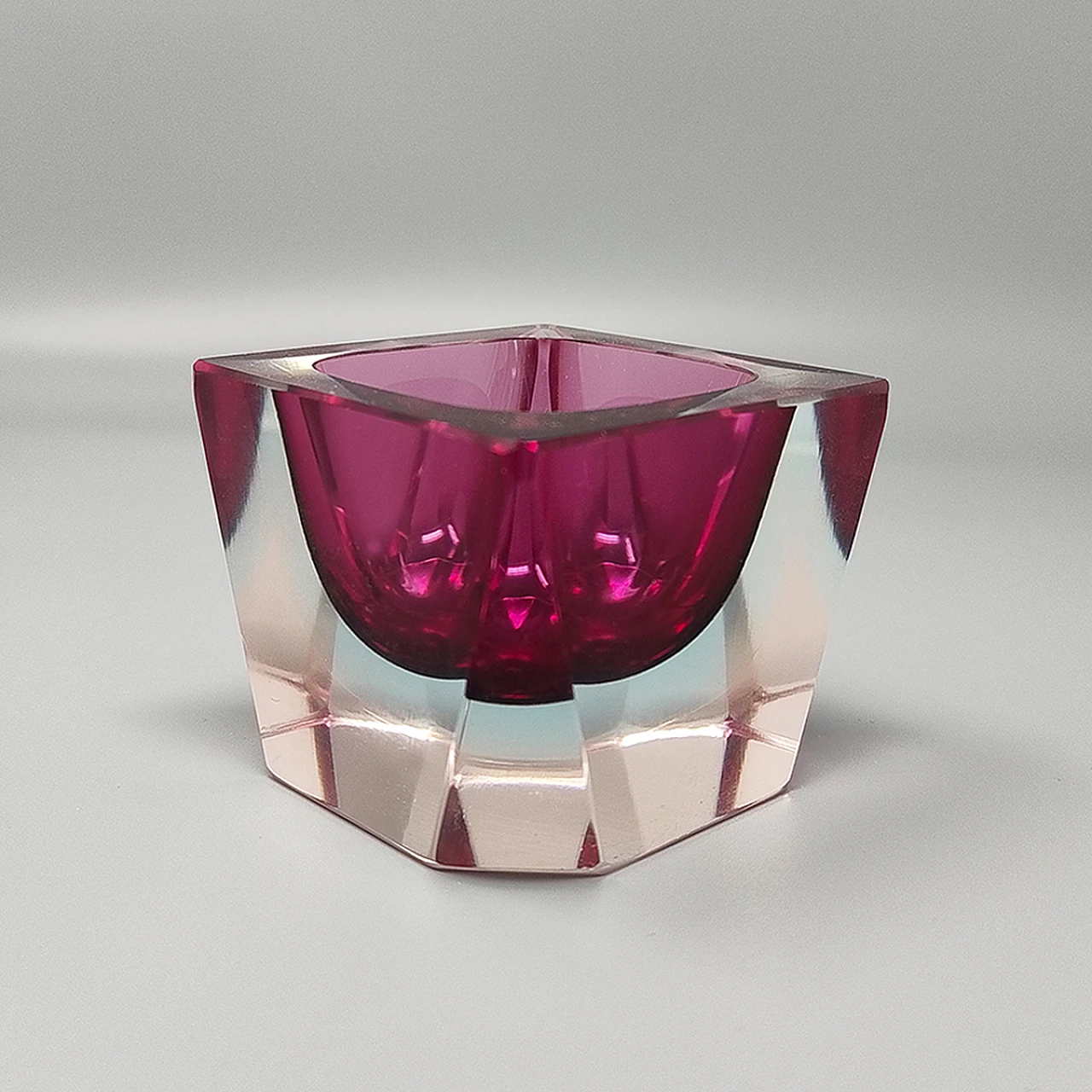 Murano Pink and Blue Ashtray by Flavio Poli, 1960s 3