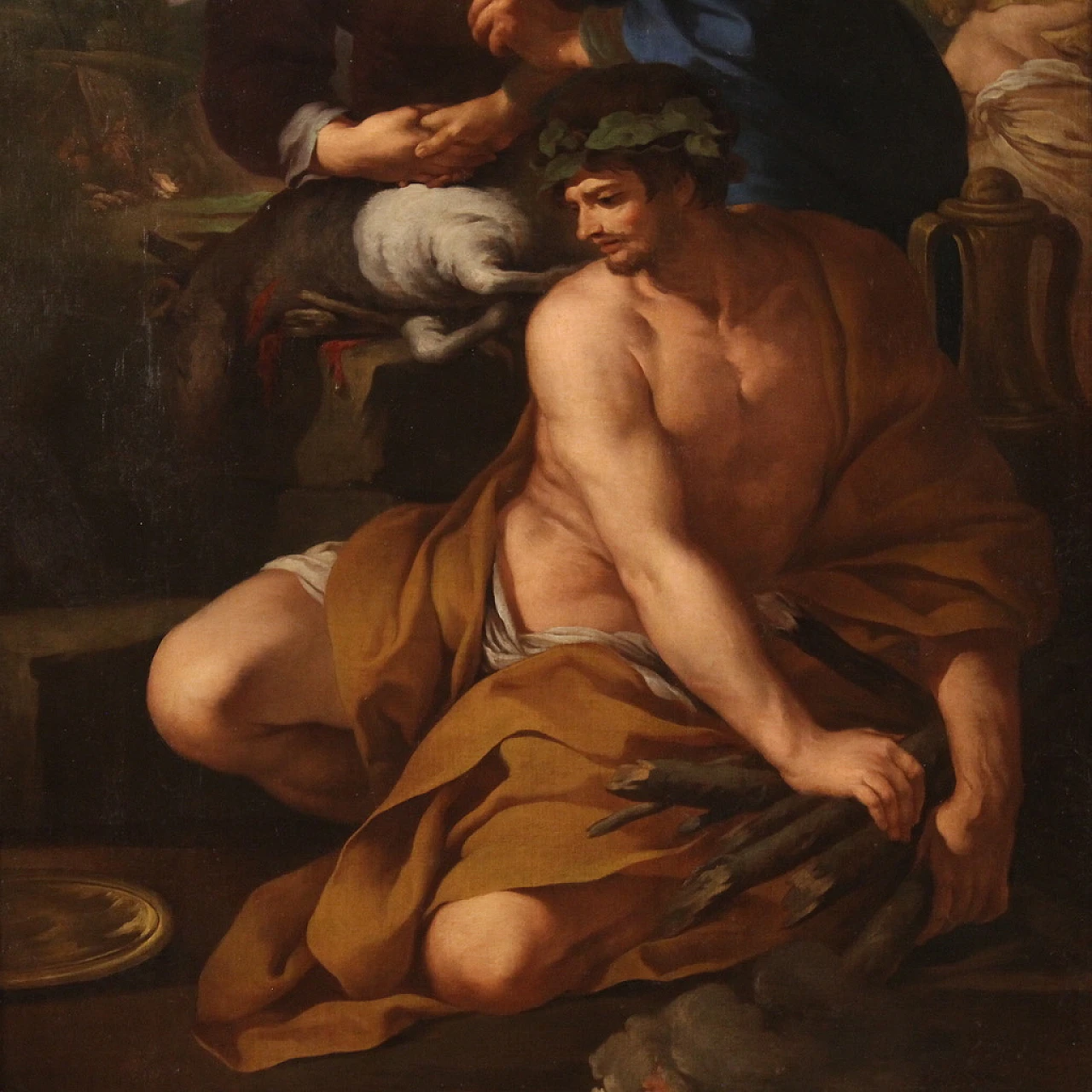 The alliance of Jacob and Laban, large Italian painting ,17th century 14