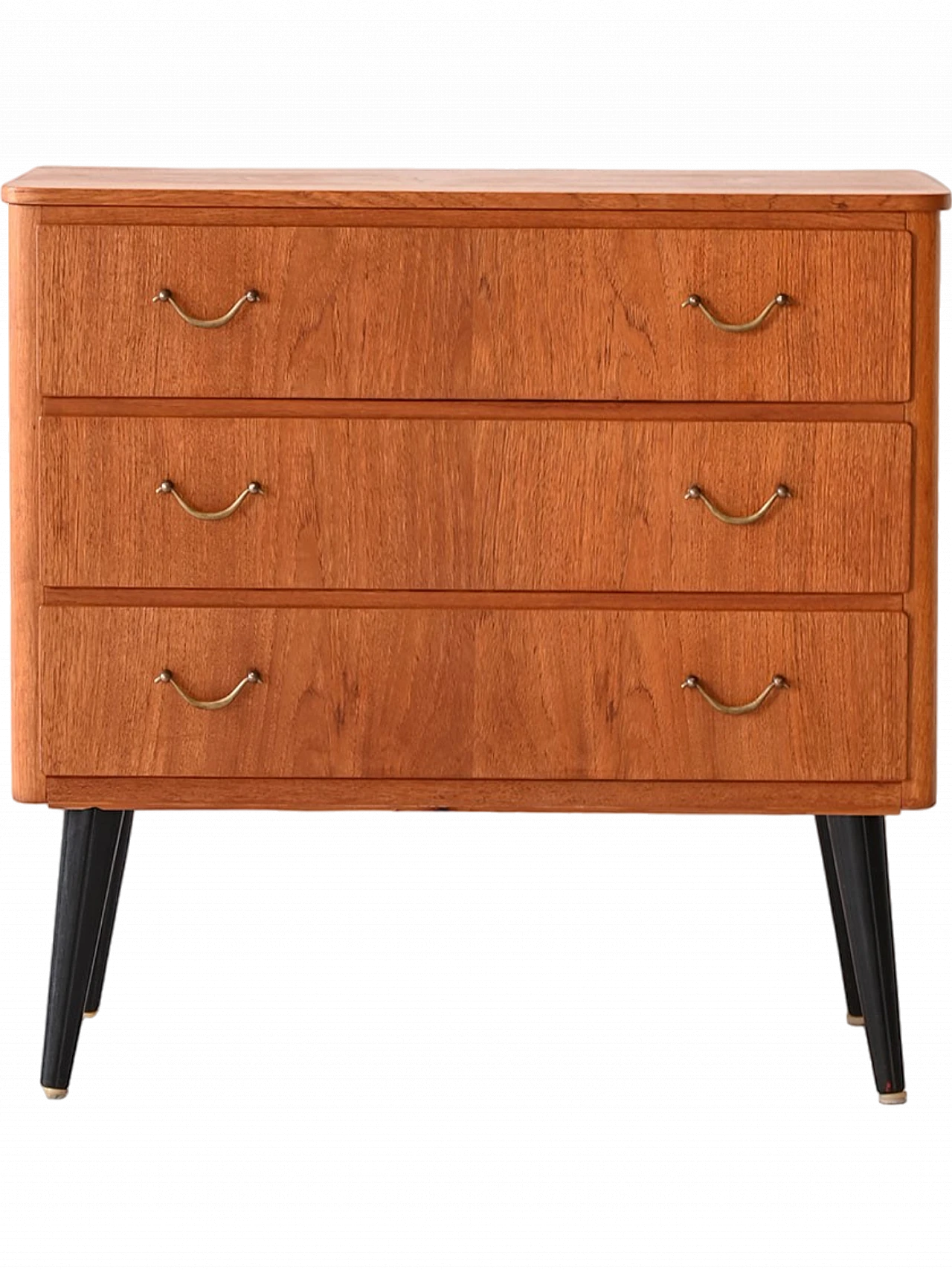 Teak chest of drawers with metal handles, 1960s 11